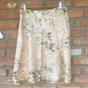 Merona 100% Silk Cottagecore Floral A-line Skirt Feminine Romantic Size 10